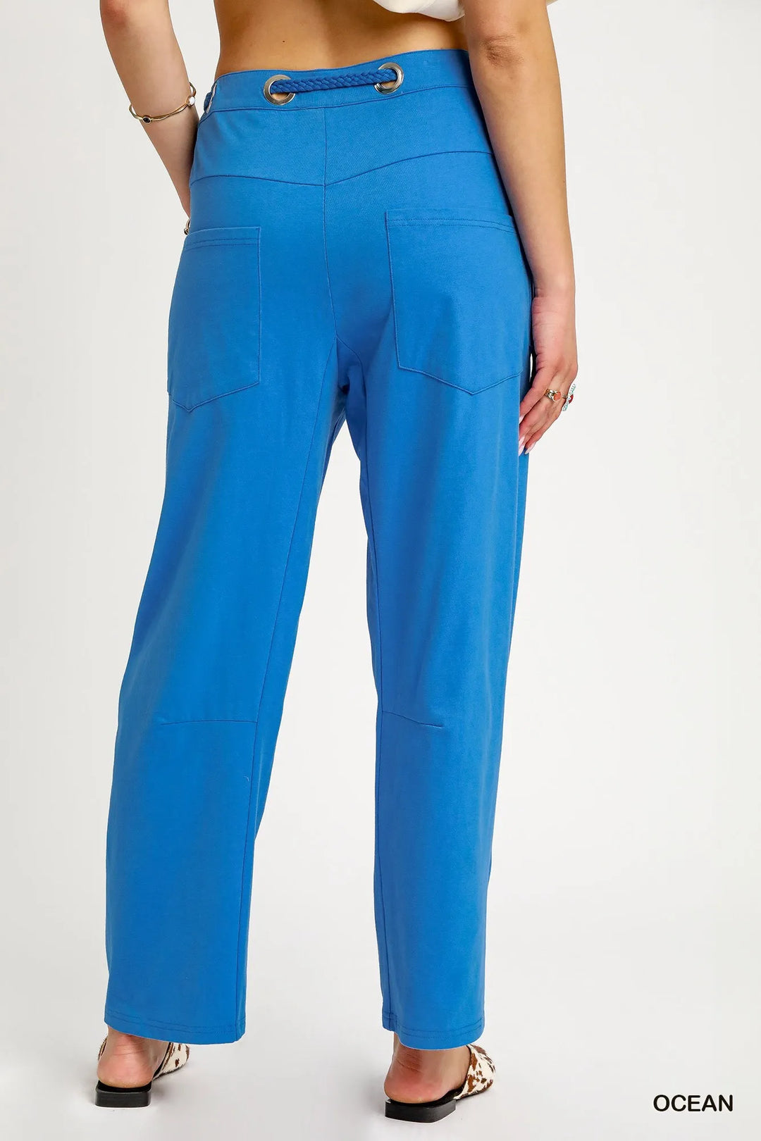 Ocean Umgee Drawstring Wide Leg Casual Pants