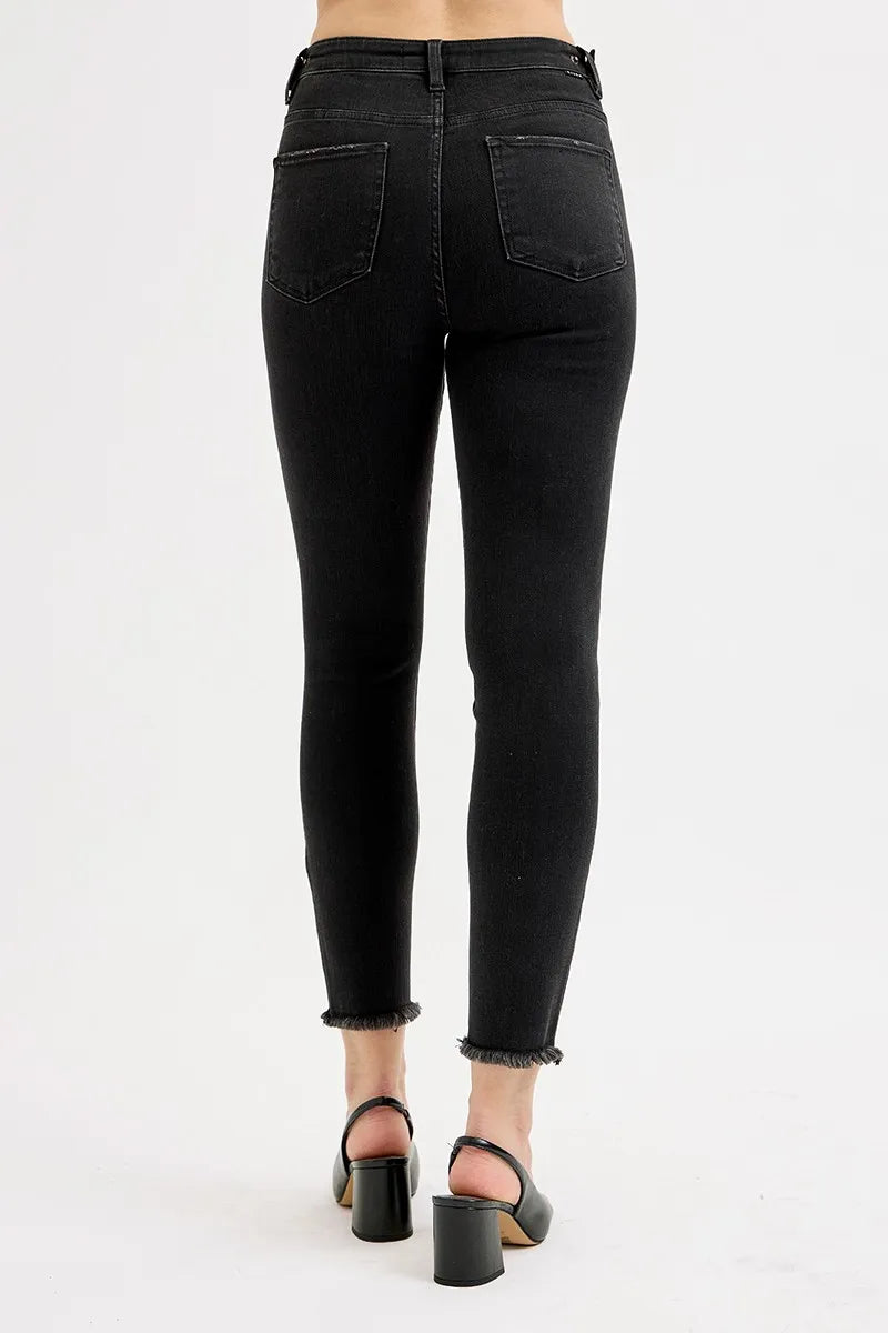 Black Risen Full Size Tummy Control High Rise Adjustable Waist Skinny Jeans Plus Size