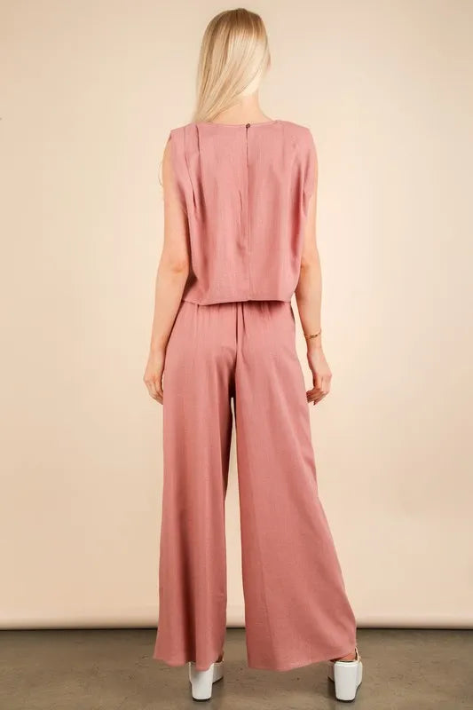 Mauve Very J Solid Woven Top Pants Set 2