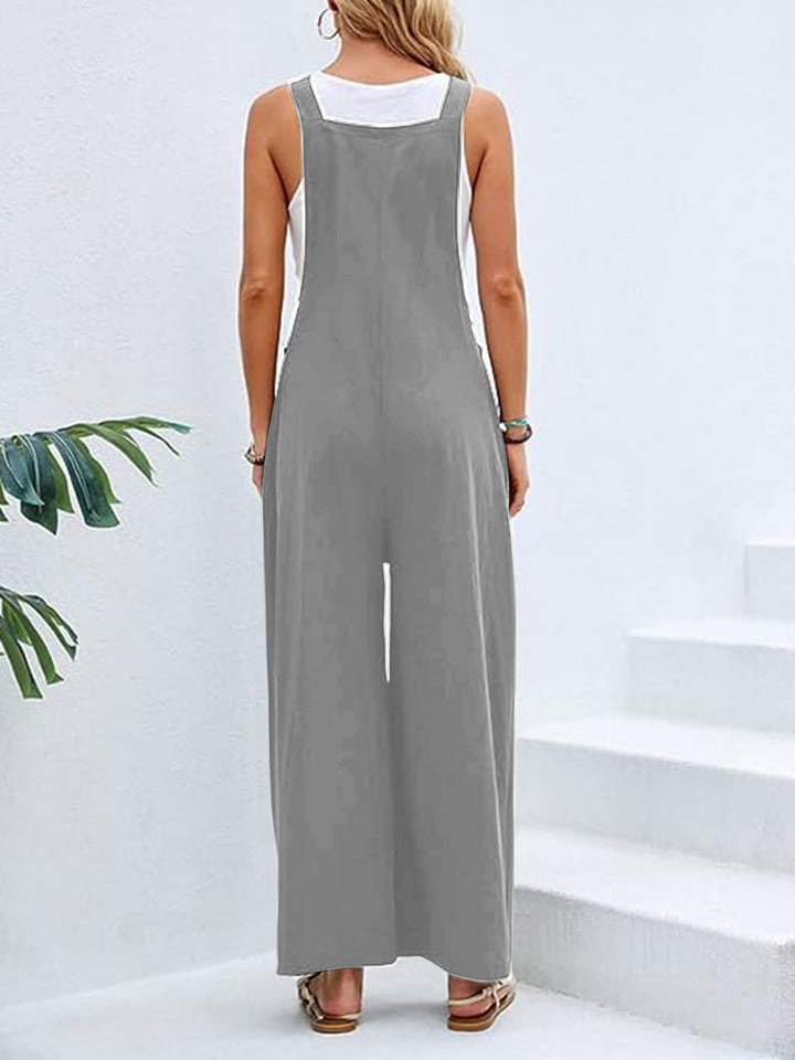 Black Full Size Wide Leg Overalls With Pockets