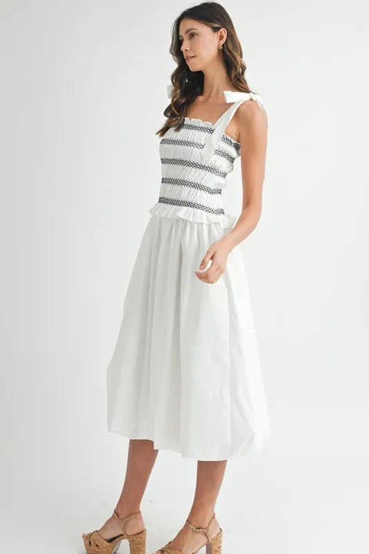 Mable Smocked Bodice Bubble Midi Dress 1