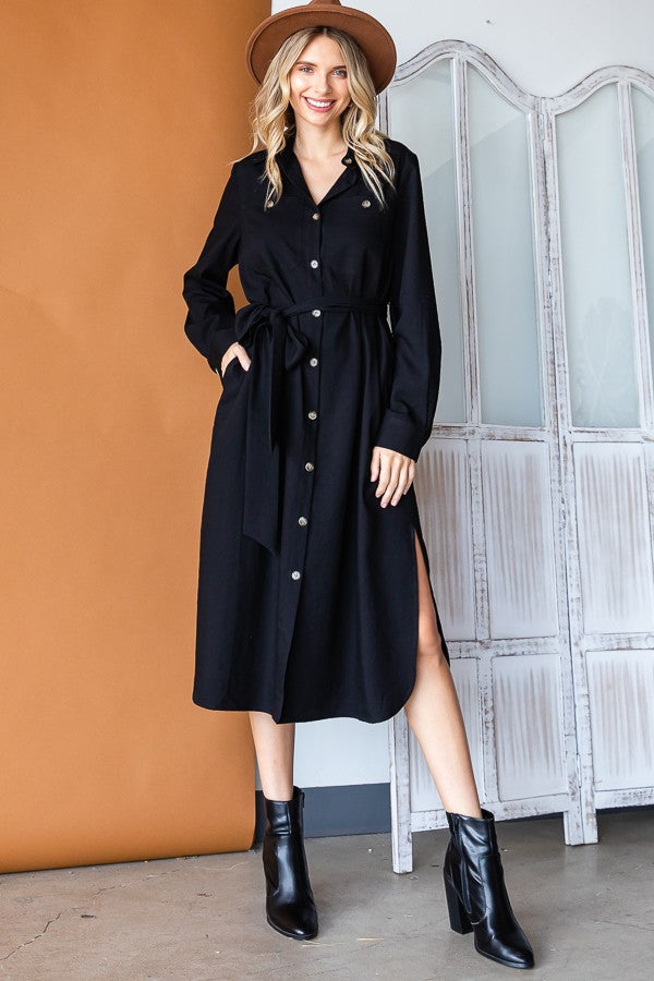 Button Down Shirt Long Dress Plus 30 545P