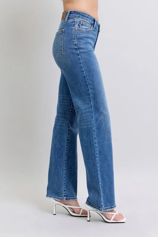 Dk Judy Blue Full Size High Waist V Front Vintage Wash Straight Jeans Plus Size