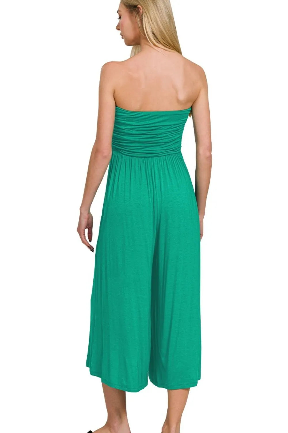 K Green Zenana Double Layered Strapless Tube Top Jumpsuit 1