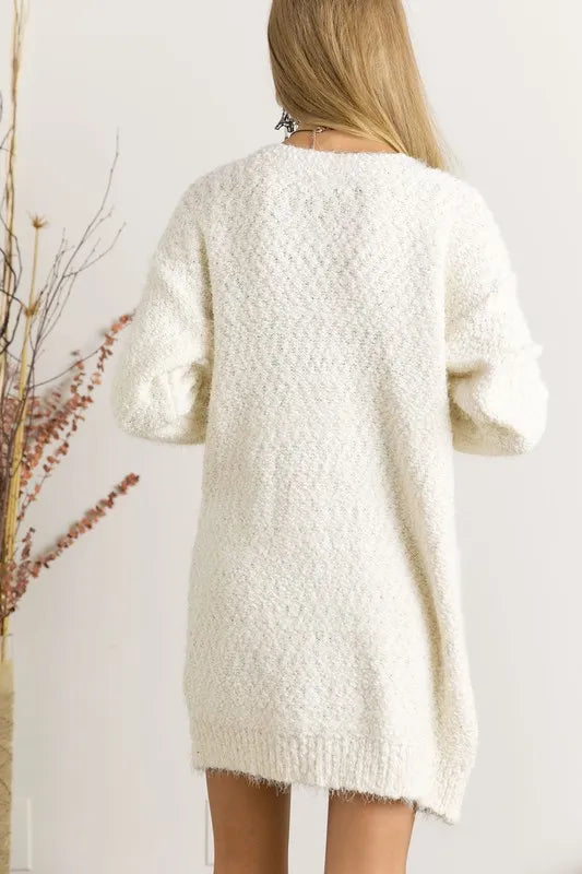 Ivory Adora Comfy Fuzzy Sweater Cardigan