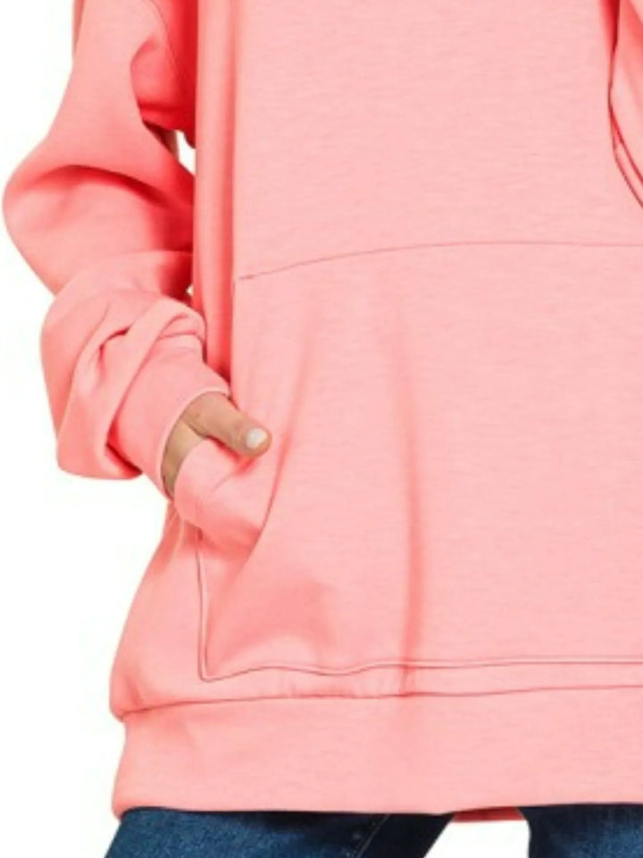 Zenana Oversized Scuba Hoodie With Kangaroo Pocket 4