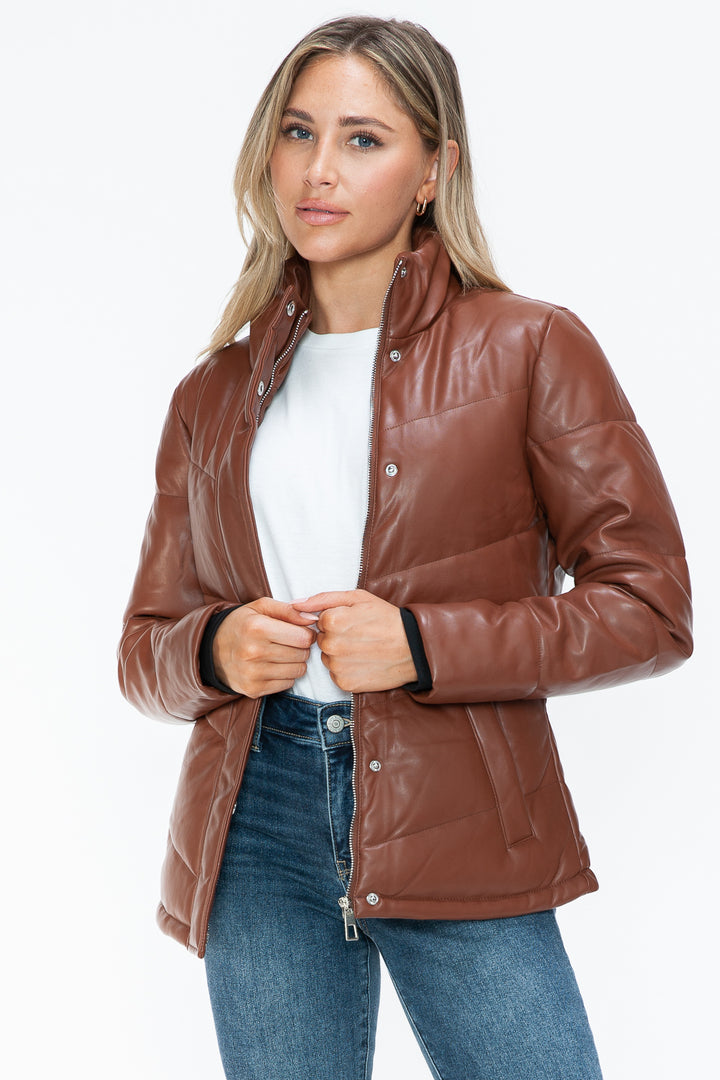 Snobbish Pocketed Zip Up Turtleneck Puffer Jacket 1