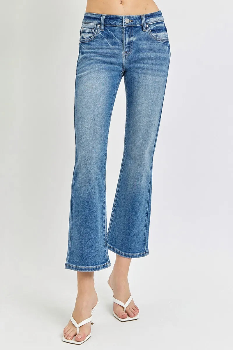 Medium Risen Full Size Low Rise Crop Flare Jeans Plus Size