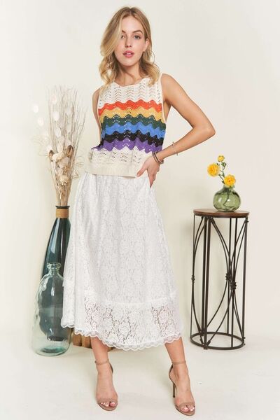 Adora Elastic Waist Lace Midi Skirt 1