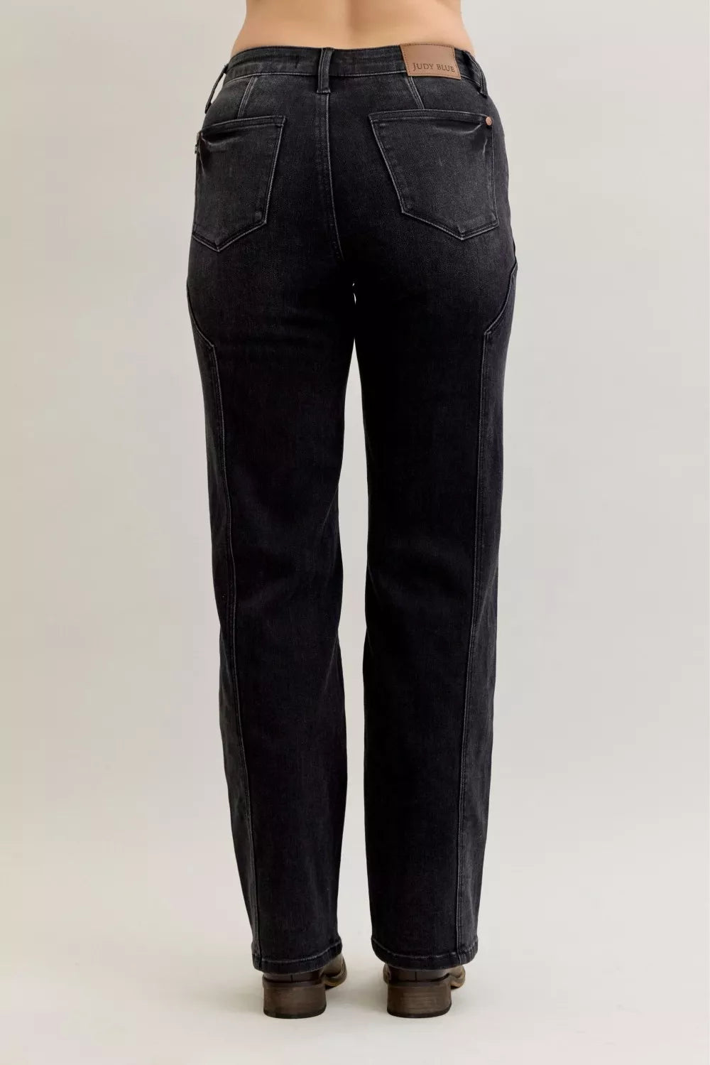 Bk Judy Blue Mid Rise Straight Western Seam Detail Jeans