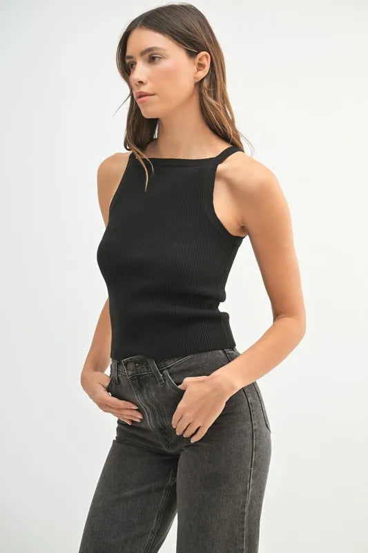 Black Mable Ribbed Knit Tank