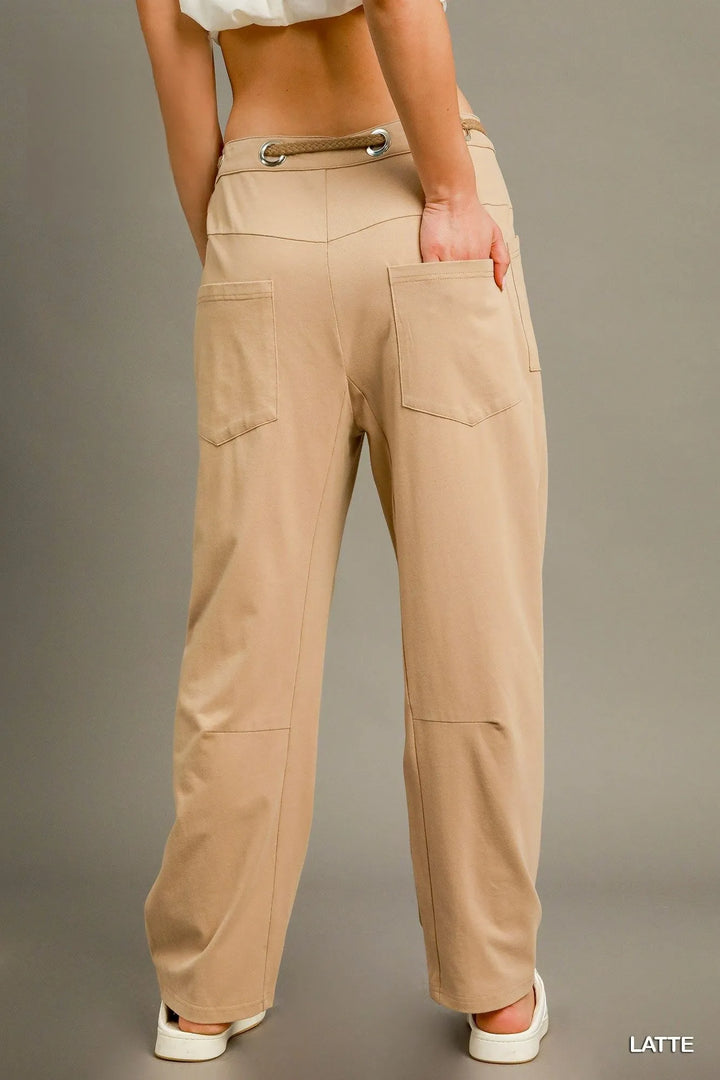 Latte Umgee Cargo Inspired Drawstring Pants