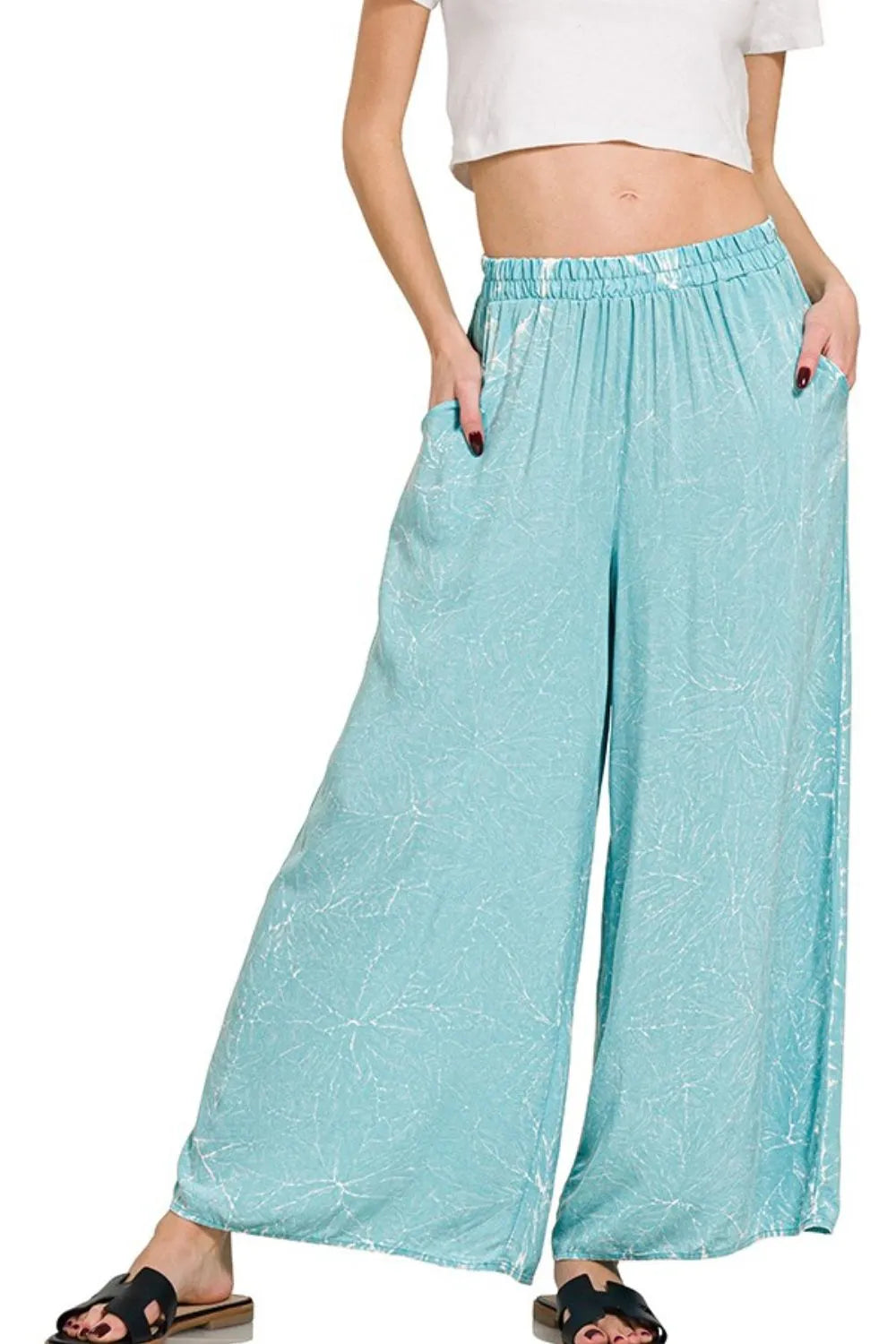 Zenana Woven Acid Crinkle Washed Cami Pants 2 Piece Set 3