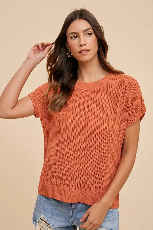 Terracotta Annie Wear Round Neck Short Sleeve Sweater 1
