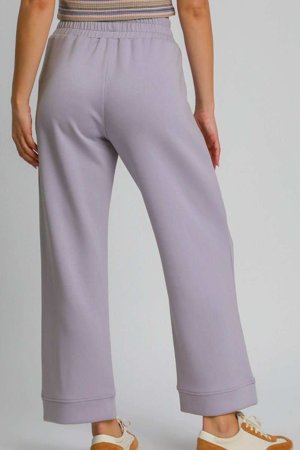 LAVENDER Umgee Drawstring Elastic Waist Wide Leg Pants