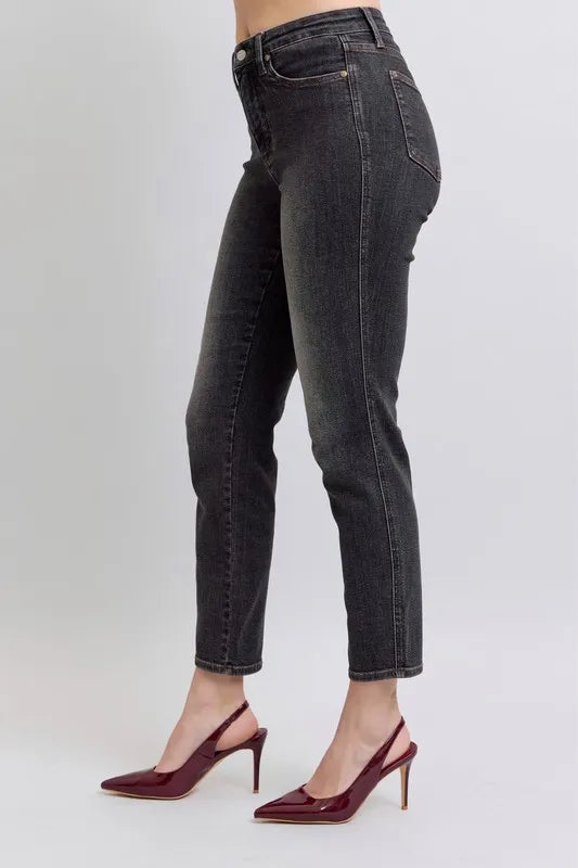 Bk Judy Blue Full Size Mid Rise Tummy Control Slim Jeans Plus Size