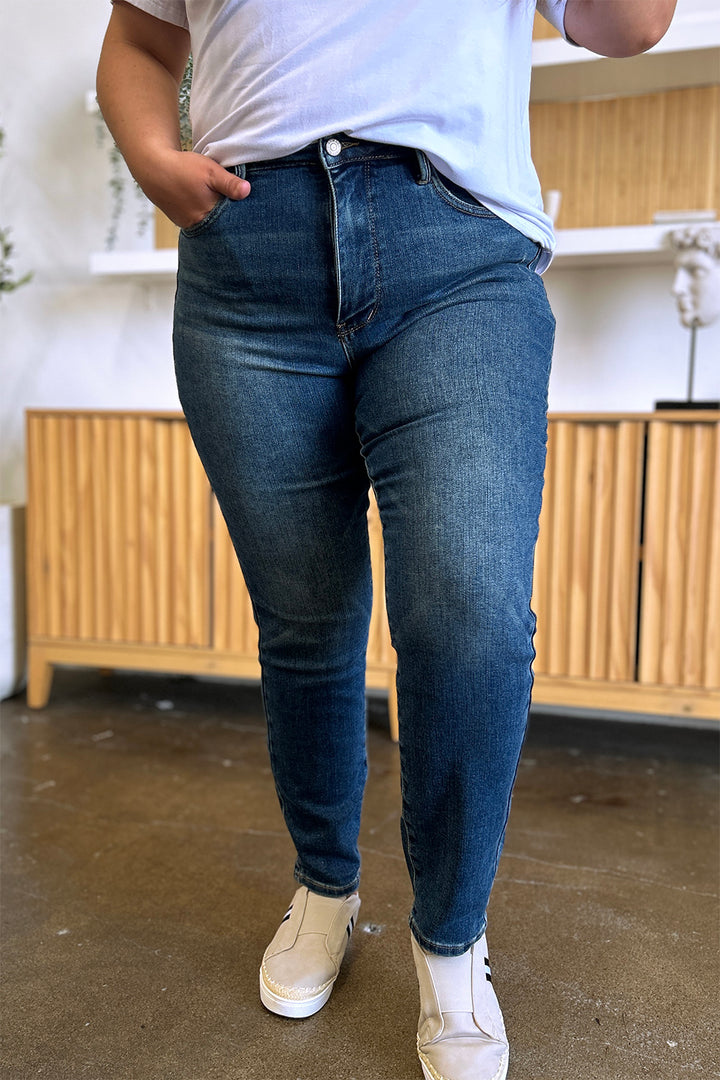 Dark Judy Blue Full Size Tummy Control High Waist Slim Jeans