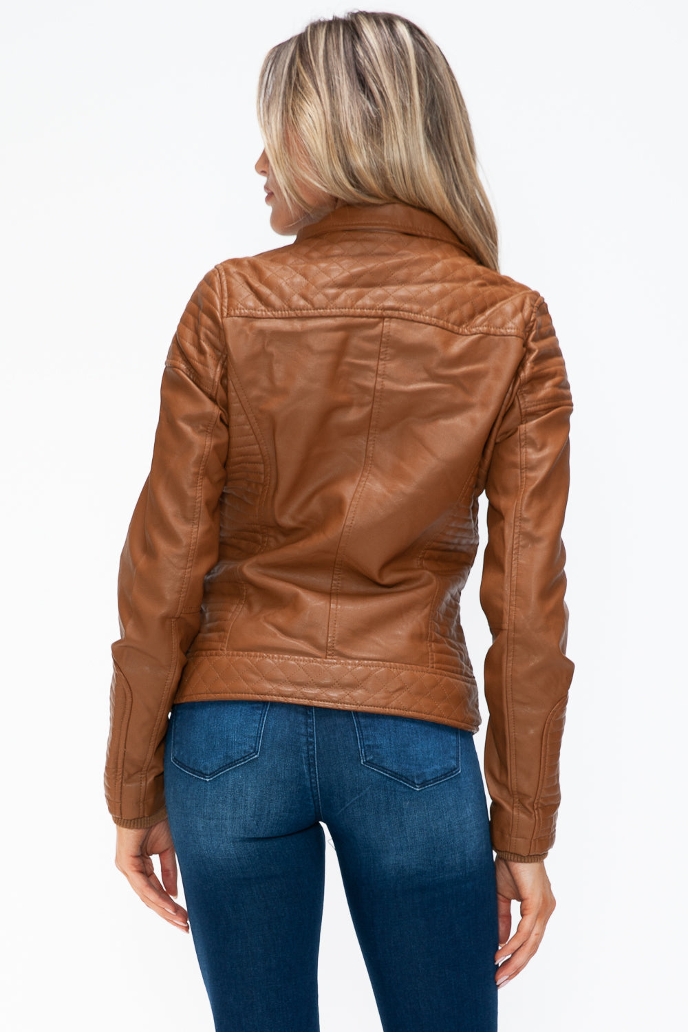 Ymi Faux Layered Double Zipper Jacket With Fuzzy Hood 4