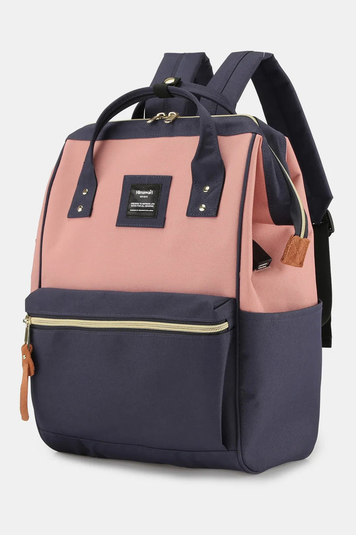 Green Himawari Waterproof Canvas Backpack Bag With Side Pockets