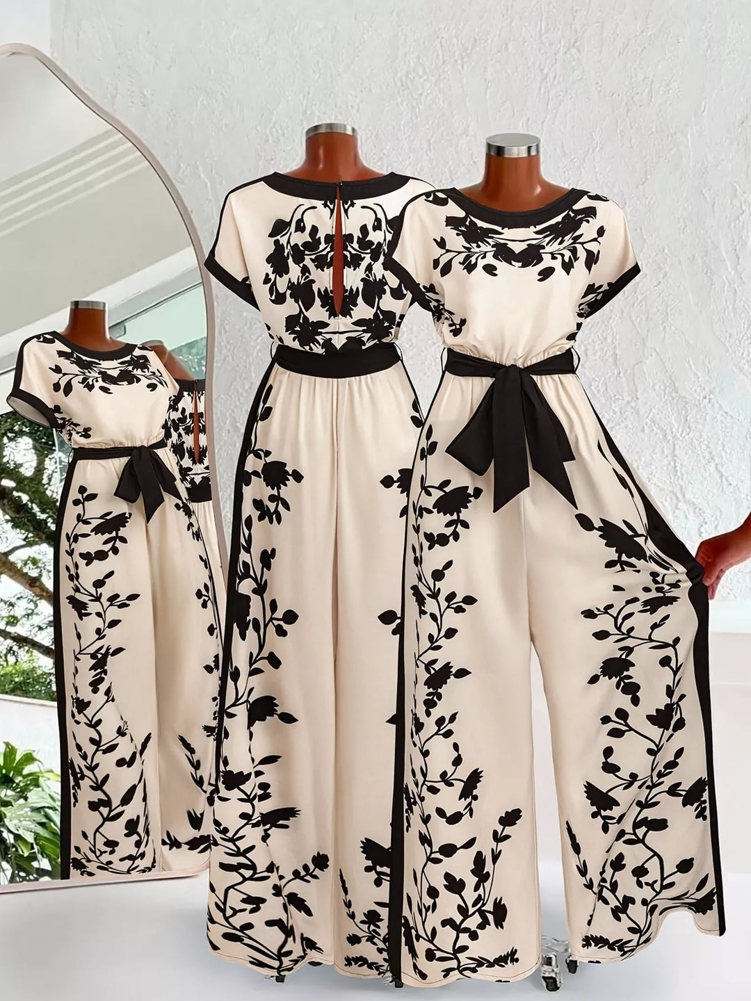 Apricot Printed Short Sleeve Wide Leg Jumpsuit