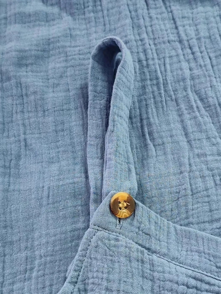 Lake Blue Full Size Casual Wide Leg Textured Overalls Plus Size