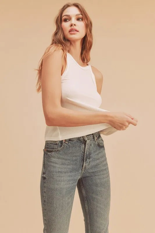 White Aemi Co Lightweight Ribbed Tank