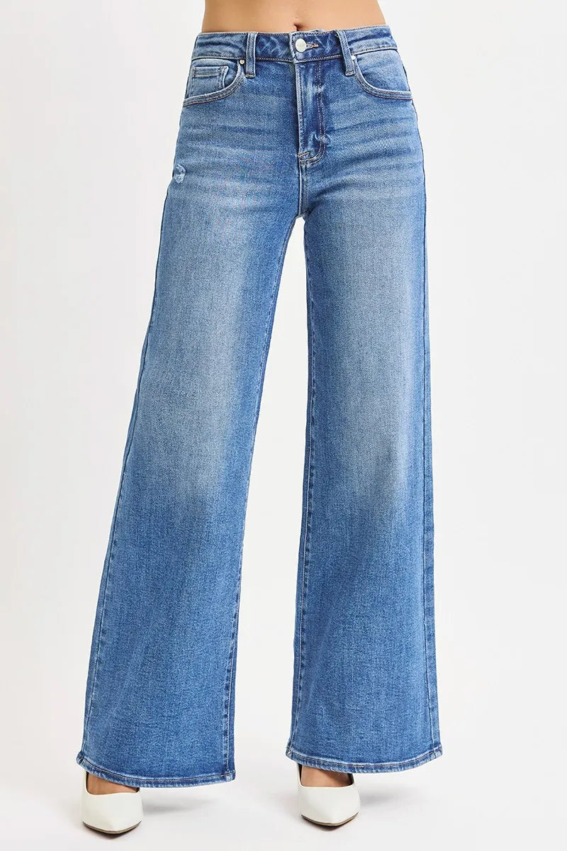 Medium Risen Full Size High Rise Wide Leg Jeans Plus Size 1