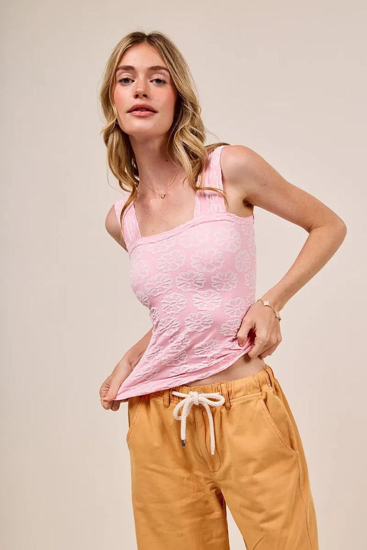2Tone Blush So Me Two Tone Floral Seamless Tank Top 7