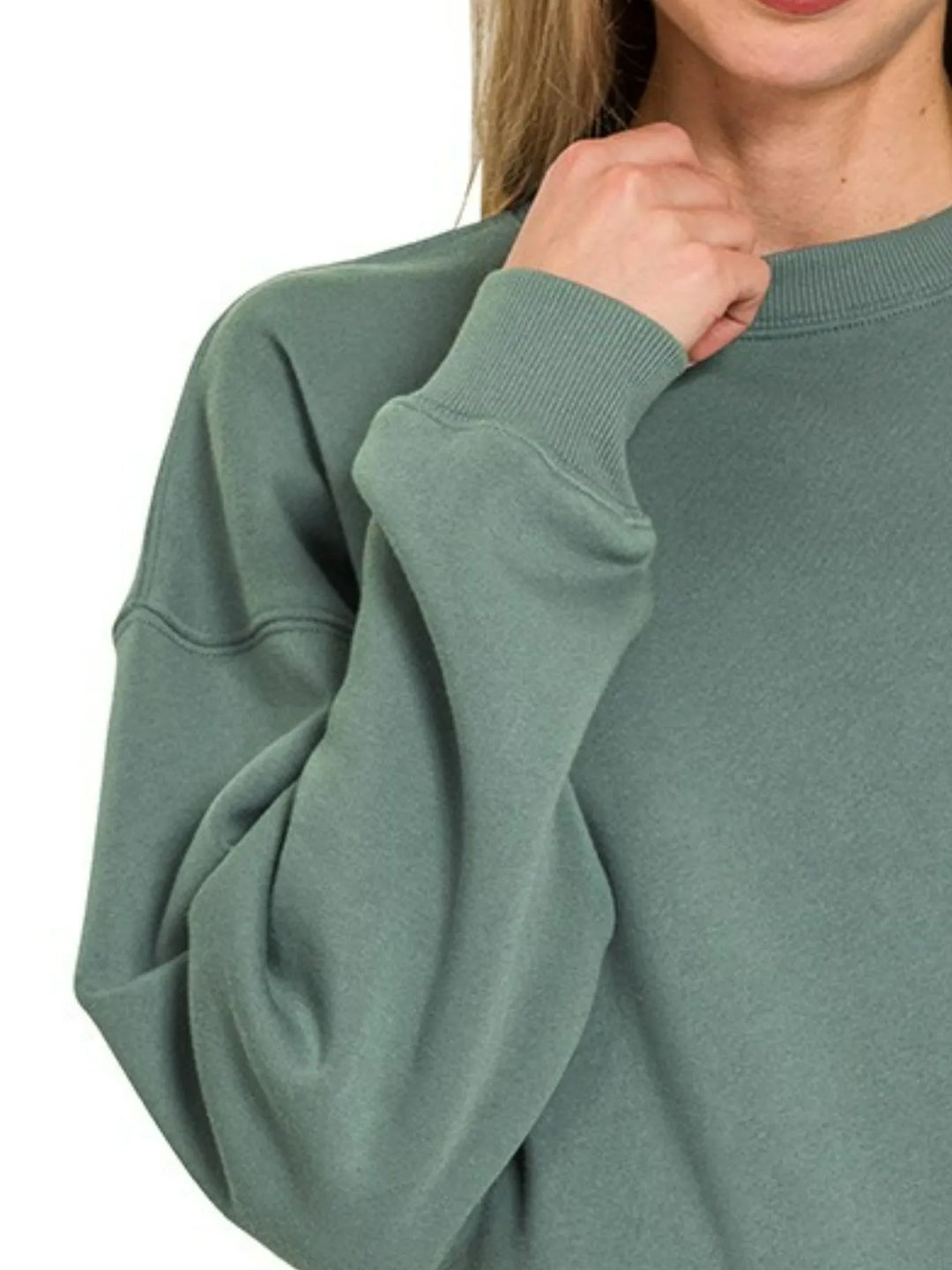 Ash Jade Zenana Fleece Round Neck Sweatshirts