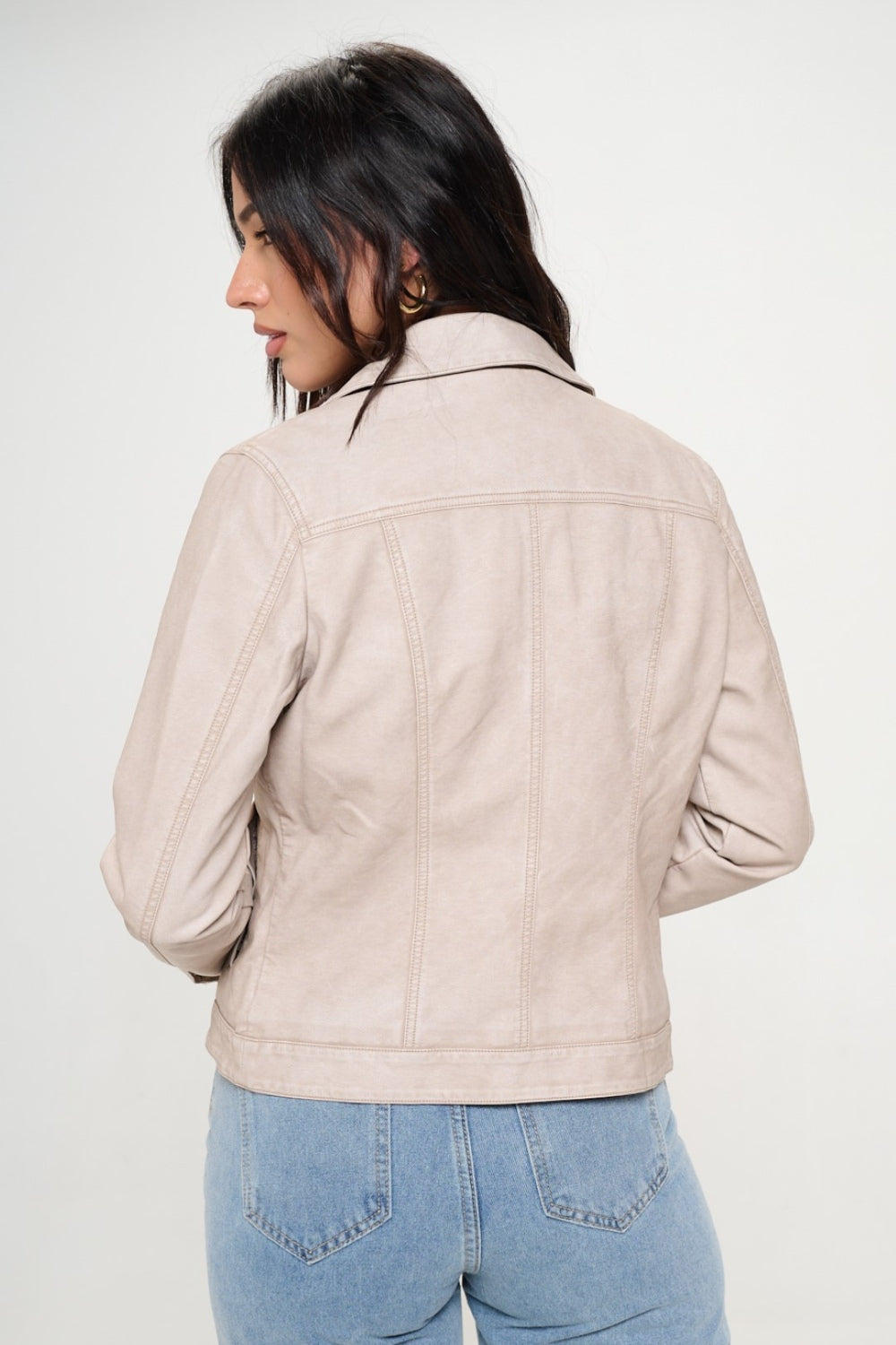 Cream Coalition La Button Down Cargo Vegan Leather Shacket