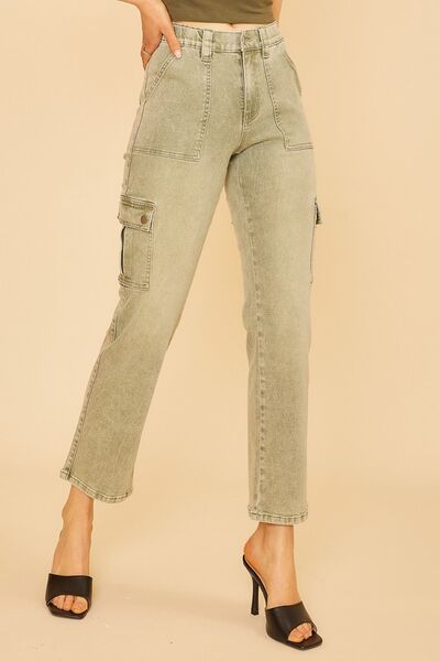 Sage Annie Wear Straight Leg Jeans With Cargo Pockets 1
