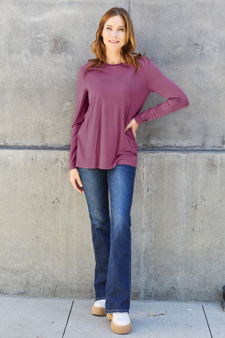 Cerulean Basic Bae Full Size Round Neck Long Sleeve Top