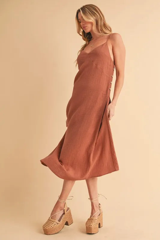 Aemi Co Side Button Midi Cami Dress 3