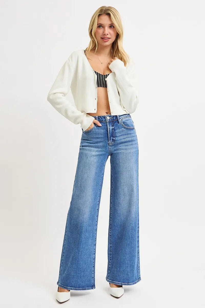 Medium Risen Full Size High Rise Wide Leg Jeans Plus Size 1