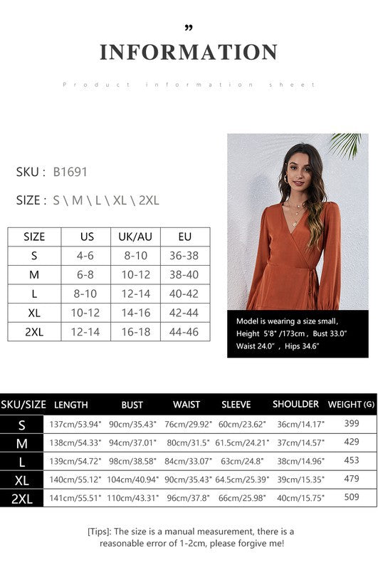 Womens V Neck Long Sleeve Maxi Dress
