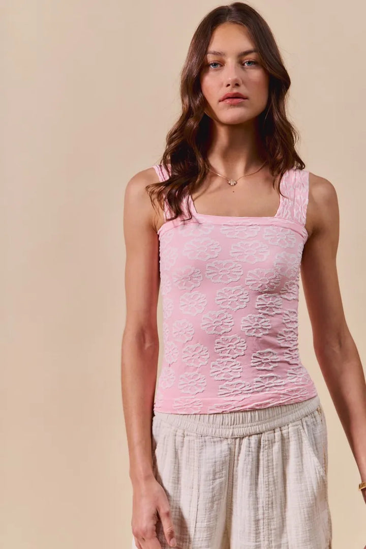 So Me Two Tone Floral Seamless Tank Top 7