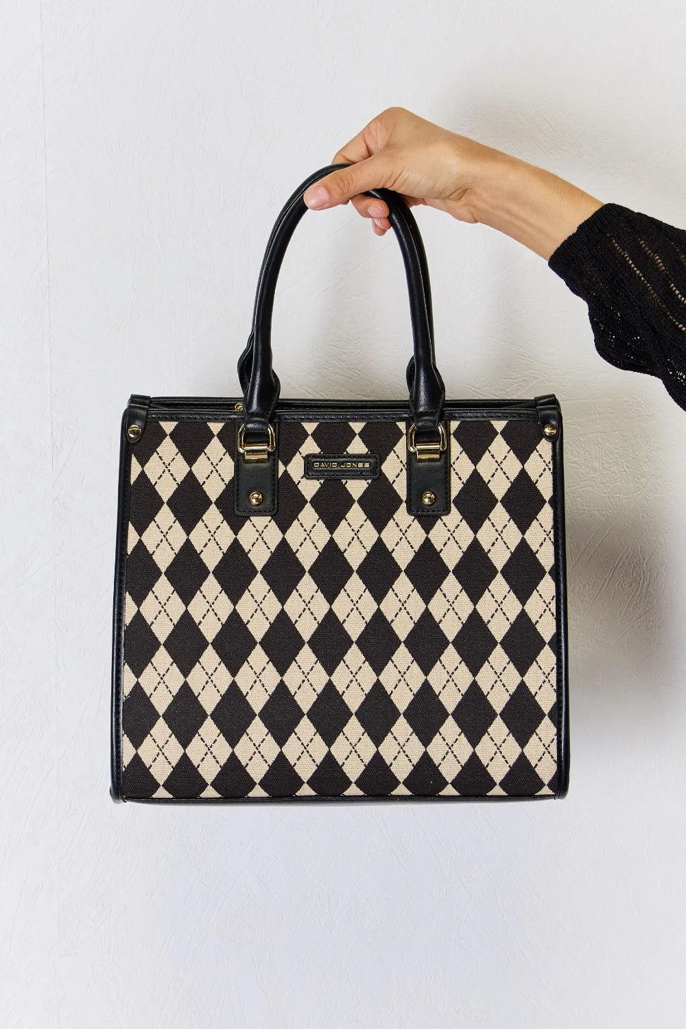 David Jones Argyle Pattern Pu Leather Handbag