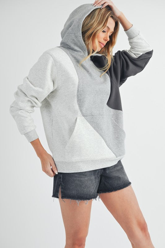 Aemi Co Color Block Hoodie With Kangaroo Pocket 1