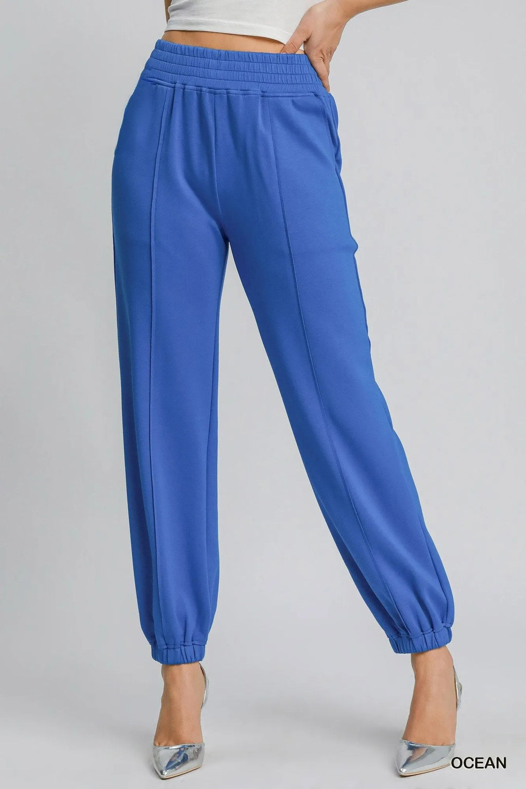 Ocean Umgee Drawstring Jogger Pants With Front Seam Detail 2