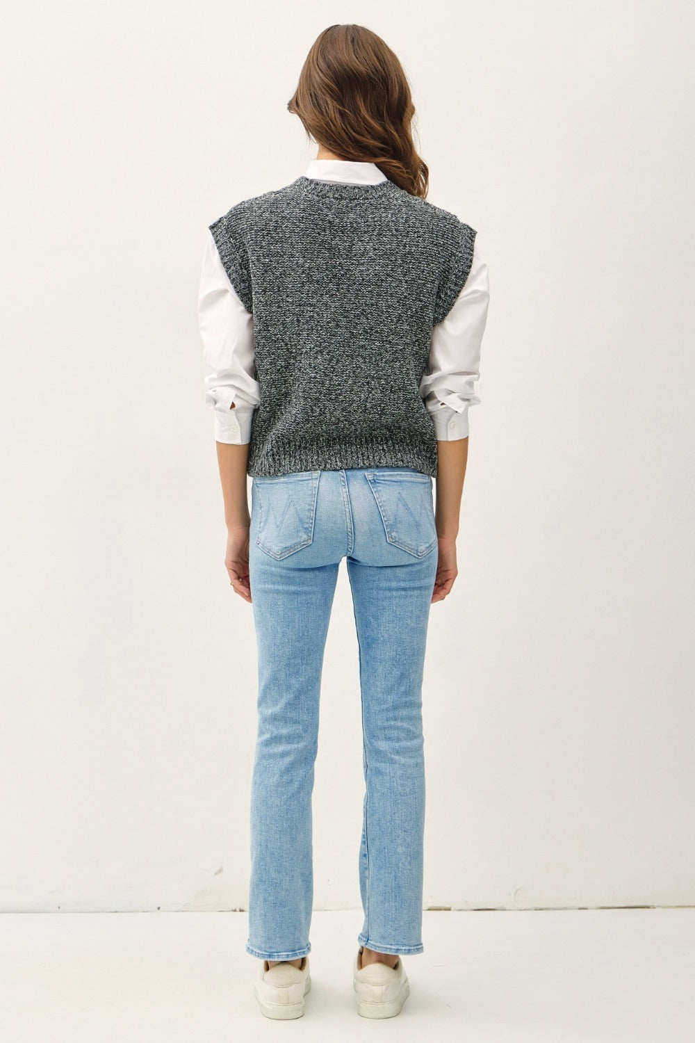 Charcoal Be Cool Cable Knit V Neck Sweater Vest