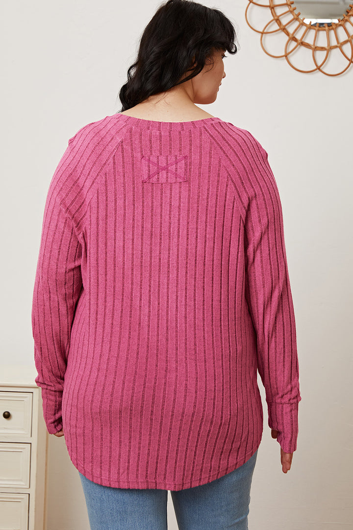 Turquoise Basic Bae Full Size Ribbed Thumbhole Sleeve T Shirt