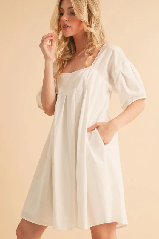 Aemi Co Square Neck Babydoll Dress With Pockets 1
