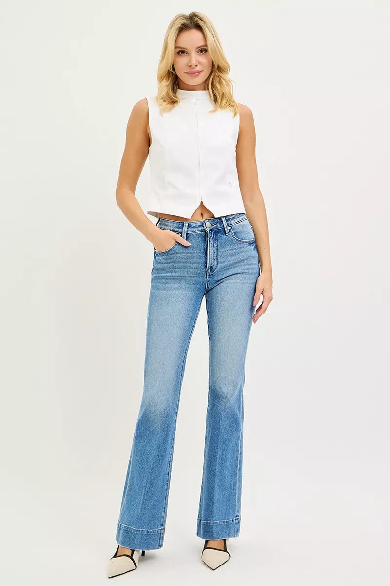 Medium Risen Tummy Control 4 Way Stretch Mid Rise Flare Jeans