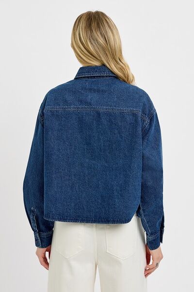 Risen Button Up Long Sleeve Denim Shacket
