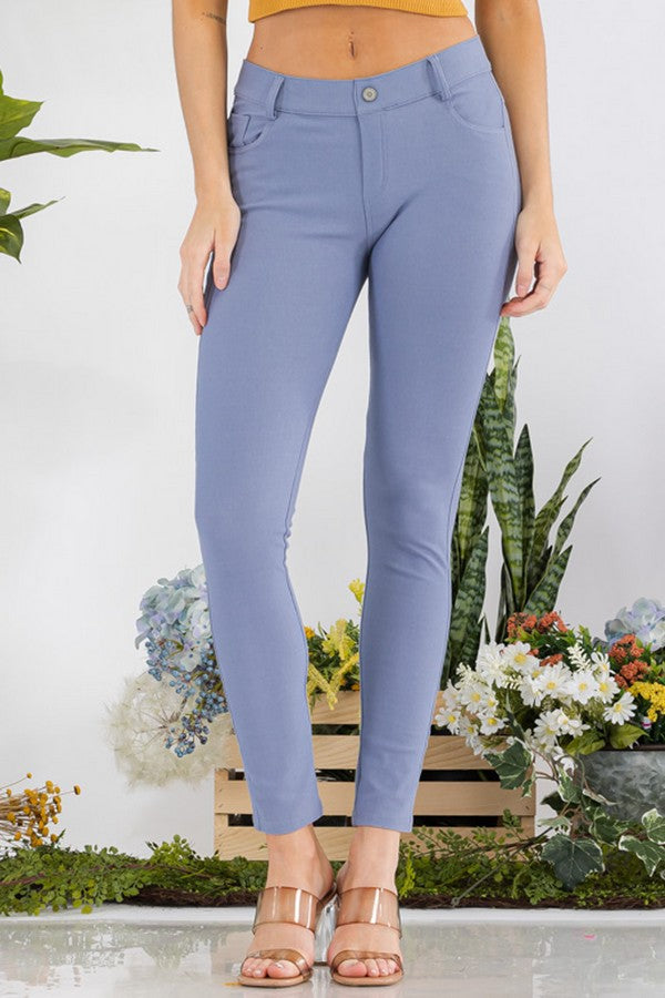 Black Cotton Blend 5 Pocket Skinny Jeggings