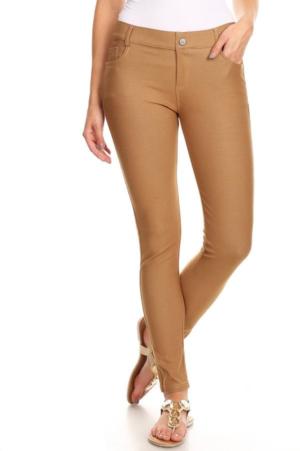 Fuchsia Cotton Blend 5 Pocket Skinny Jeggings