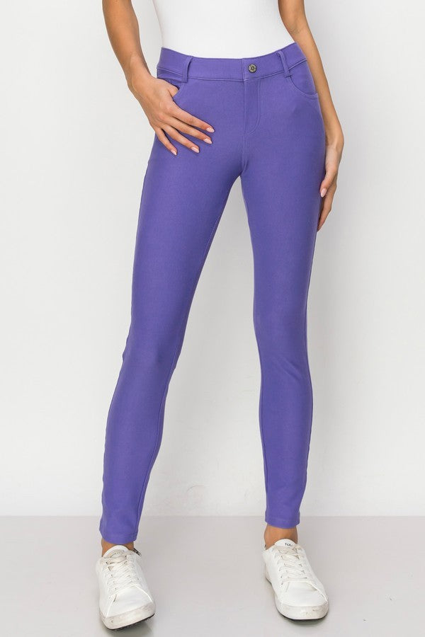 Camel Cotton Blend 5 Pocket Skinny Jeggings