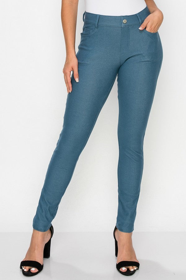 Camel Cotton Blend 5 Pocket Skinny Jeggings