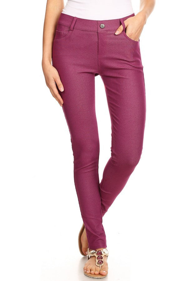 Grey Cotton Blend 5 Pocket Skinny Jeggings