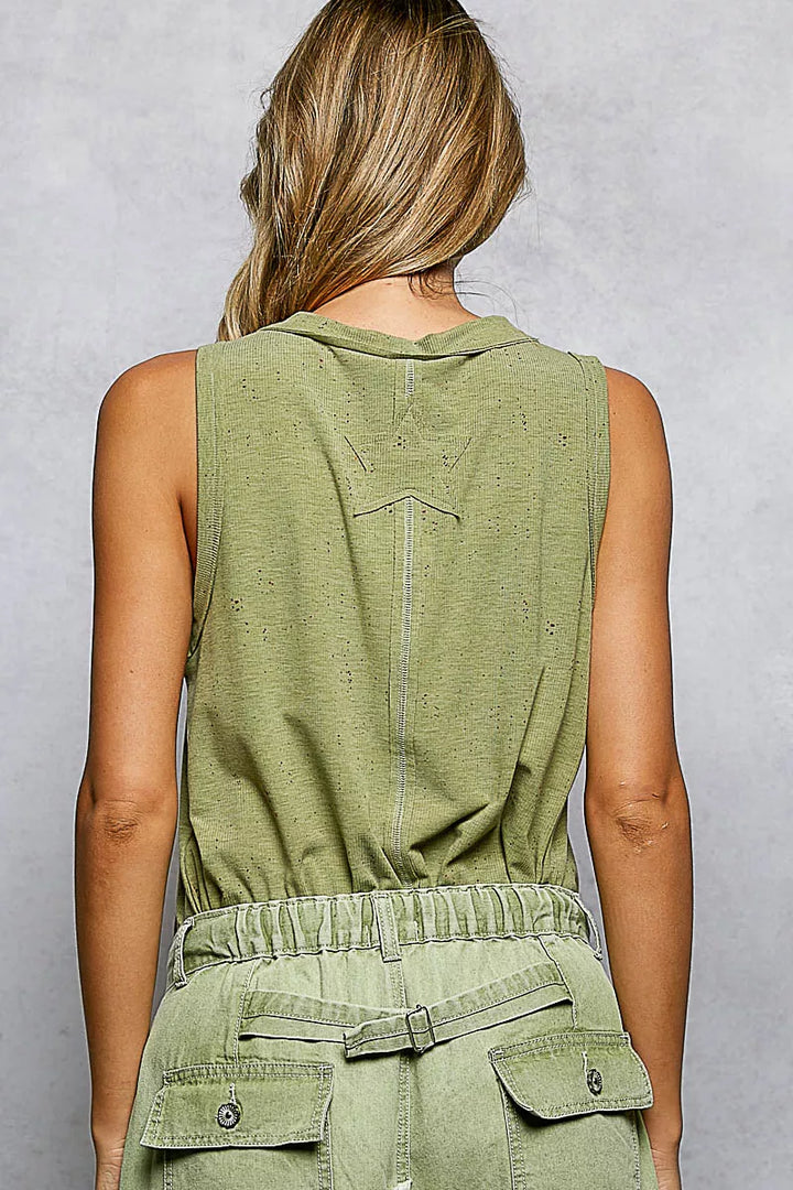 Pol V Neck Ribbed Tank With American Flag Patch And Star Back Patch 3